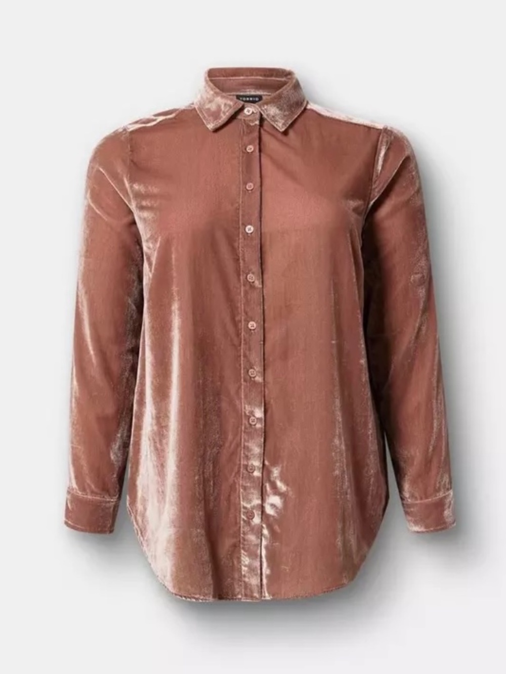 NWT: Torrid Lizzie Velvet Button Up Shirt size 2x Nutmeg